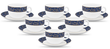LaOpala Diva Sovrana Collection Opal Glass Tea Cup & Saucer Set 
